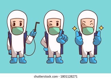 conjunto de caracteres de diseño de Coronavirus con apariencia opcional. vector kawaii premium
