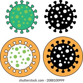 Set of coronavirus or flu virus vector icons isolated on a white background.