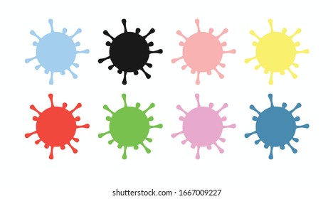 Set of Coronavirus Icons in Different Colors. Flat icon virus set