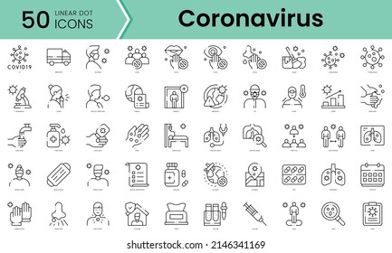 Set of coronavirus icons. Line art style icons bundle. vector illustration