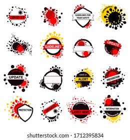 Set of Coronavirus logo badge with ribbon for covid-19 update information icon label or sticker