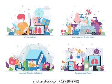 Set of Coronavirus Prevention concepts, flat design vector illustration, for graphic and web design