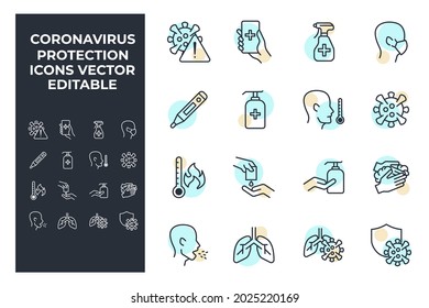 set of Coronavirus Protection elements symbol template for graphic and web design collection logo vector illustration