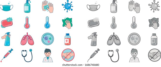 Set of Coronavirus Protection Icons. 