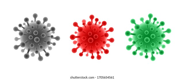 Set of Coronavirus symbol. Different color virus symbol isolated on white background. Novel coronavirus 2019-nCoV vector illustration.