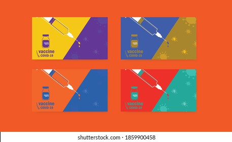 Set coronavirus vaccine vector background.  vaccine bottle and syringe injection tool for covid19 immunization treatment. Vector illustration.