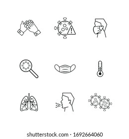 Juego de iconos de línea del vector Coronavirus