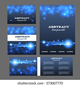 Set of corporate bokeh lights flyer. Abstract brochure design. Vector illustration. eps 10