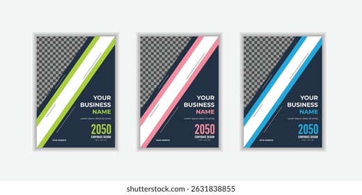 Set Corporate Book Cover Design Template in A4. Can be adapt to Brochure, Annual Report, Magazine,Poster, Business Presentation, Portfolio, Flyer, Banner