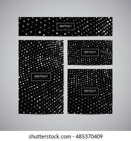Set of corporate business identity. Stationery design with abstract polygonal space grid and random dots. Vector illustration. Brochure, card, flyer, banner template