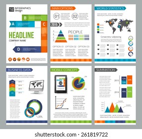 Set of corporate business stationery brochure templates. Vector illustration