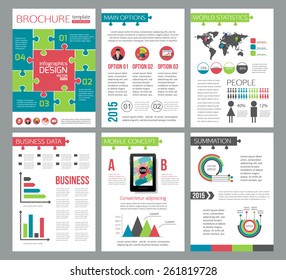 Set of corporate business stationery brochure templates. Vector illustration