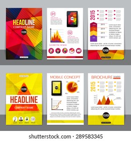Set of corporate business stationery brochure templates with infographics elements