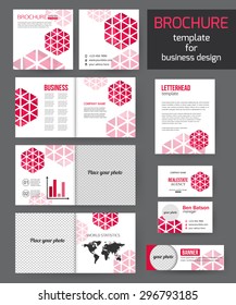 Set of corporate business stationery brochure templates
