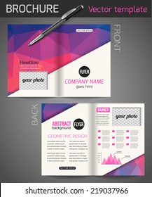 Set of corporate business stationery templates. Abstract brochure design. Modern back and front flyer backgrounds. Vector illustration.