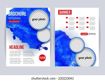 Set of corporate business stationery templates. Abstract brochure design. Modern back and front flyer backgrounds. Vector illustration.