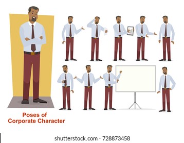 set of Corporate Character Businessman in the shirt with the beard