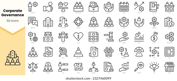 Set of corporate governance Icons. Simple line art style icons pack. Vector illustration