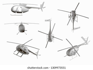 Set of Corporate Helicopter vector template isolated on white background. Gray helicopter mockup template for branding identity design Gray Eurocopter 3D. Passenger aviation mockup Hi-detaild vector 