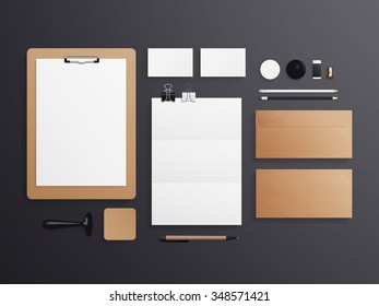 Set of corporate identity and branding mock up. Vector illustration