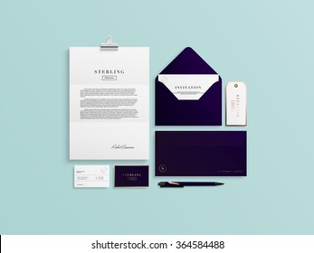 Set of corporate identity. Business stationery mock-up with logo template. Vector illustration.