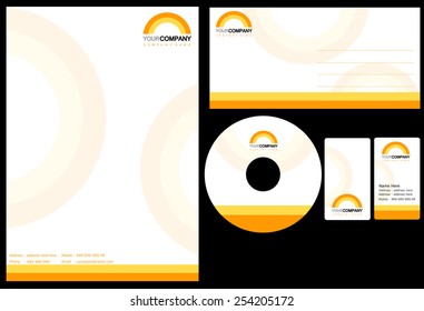 Set of corporate identity items, easy to customize letterhead envelope CD, DVD cover and business cards