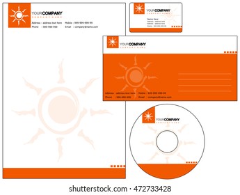 Set of corporate identity items. easy to customize letterhead envelope CD DVD cover and business cards