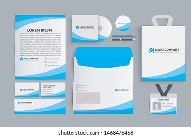 set of corporate identity mock up with blue color.Editable design template