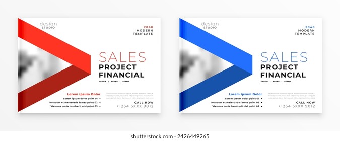 set of corporate marketing brochure layout showcase yearly data vector