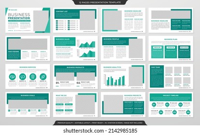 conjunto de diseños de plantillas de presentación corporativa con un concepto minimalista y un diseño moderno para el informe anual y el perfil comercial