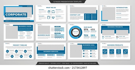 set of corporate presentation template design with minimalist concept and modern layout use for annual report and business profile