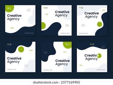 Set of Corporate social media post bundle design. Colorful square post banner template collection  for business and digital marketing vector