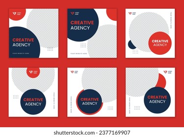 Set of Corporate social media post bundle design. Colorful square post banner template collection  for business and digital marketing vector
