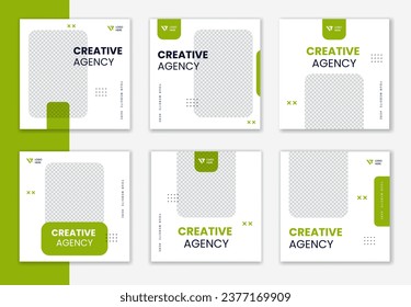 Set of Corporate social media post bundle design. Colorful square post banner template collection  for business and digital marketing vector