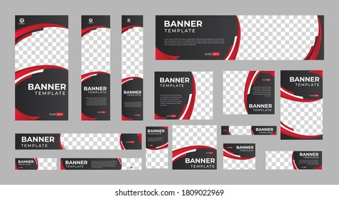 set of corporate web banners of standard size with a place for photos. Vertical, horizontal and square template. vector illustration EPS 10