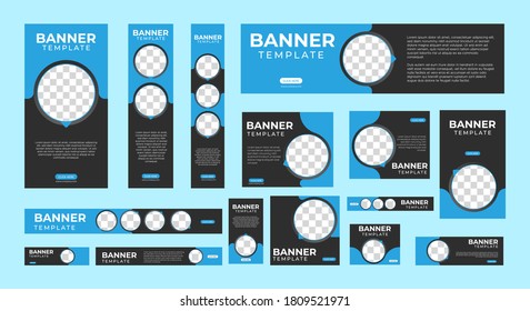 set of corporate web banners of standard size with a place for photos. Vertical, horizontal and square template. vector illustration EPS 10