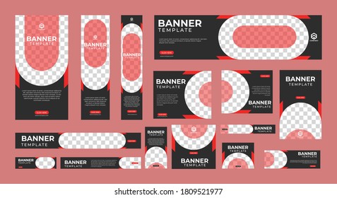 set of corporate web banners of standard size with a place for photos. Vertical, horizontal and square template. vector illustration EPS 10