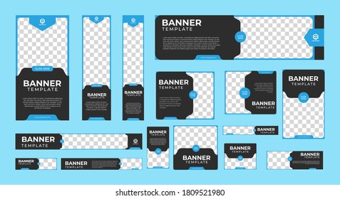 set of corporate web banners of standard size with a place for photos. Vertical, horizontal and square template. vector illustration EPS 10