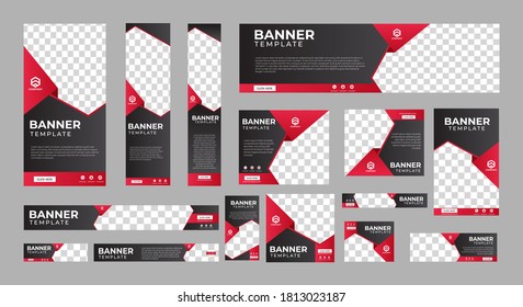 set of corporate web banners of standard size with a place for photos. Vertical, horizontal and square template. vector illustration EPS 10