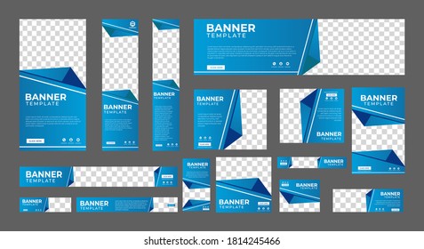set of corporate web banners of standard size with a place for photos. Vertical, horizontal and square template. vector illustration EPS 10