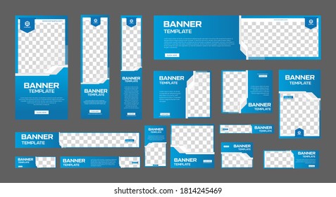 set of corporate web banners of standard size with a place for photos. Vertical, horizontal and square template. vector illustration EPS 10