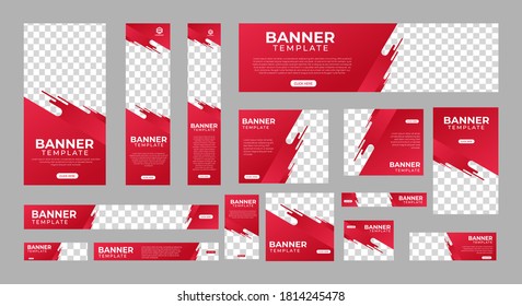 set of corporate web banners of standard size with a place for photos. Vertical, horizontal and square template. vector illustration EPS 10