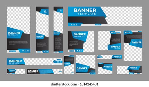 set of corporate web banners of standard size with a place for photos. Vertical, horizontal and square template. vector illustration EPS 10