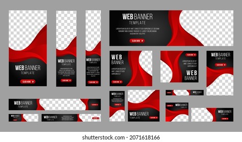 set of corporate web banners of standard size with a place for photos. Vertical, horizontal and square template. vector illustration EPS 10	