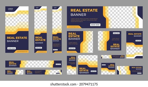 set of corporate web banners of standard size with a place for photos. Vertical, horizontal and square template. vector illustration EPS 10	
