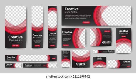 set of corporate web banners of standard size with a place for photos. Vertical, horizontal and square template. vektor EPS 10