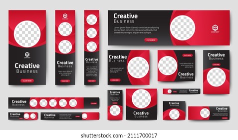 set of corporate web banners of standard size with a place for photos. Vertical, horizontal and square template. vektor EPS 10