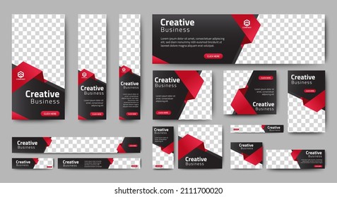 set of corporate web banners of standard size with a place for photos. Vertical, horizontal and square template. vektor EPS 10