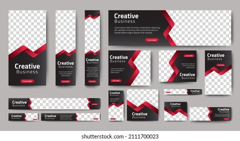 set of corporate web banners of standard size with a place for photos. Vertical, horizontal and square template. vektor EPS 10