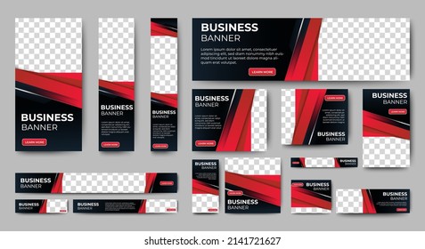set of corporate web banners of standard size with a place for photos. Vertical, horizontal and square template

